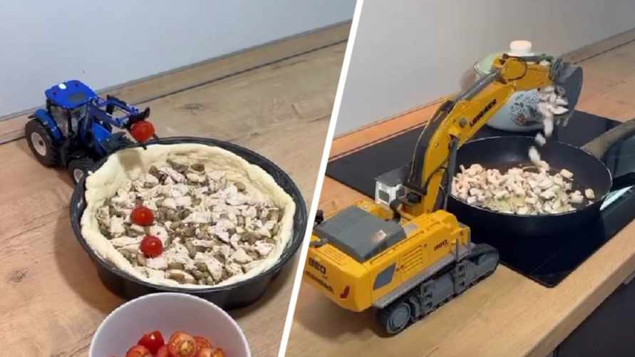 Лук, грибочки и экскаватор. Вот как готовит завтрак заведующий машинно-тракторным парком