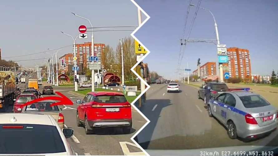"Это не перекрёсток, а квест" — Пользователей TikTok удивил странный манёвр легковушки на перекрёстке в Минске