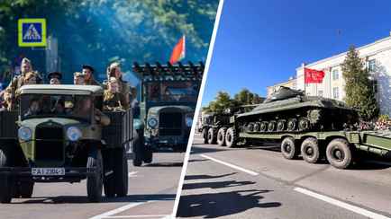 Парады с танками, БТР и не только. Посмотрели, как в Минске и областных центрах отметили 9 Мая