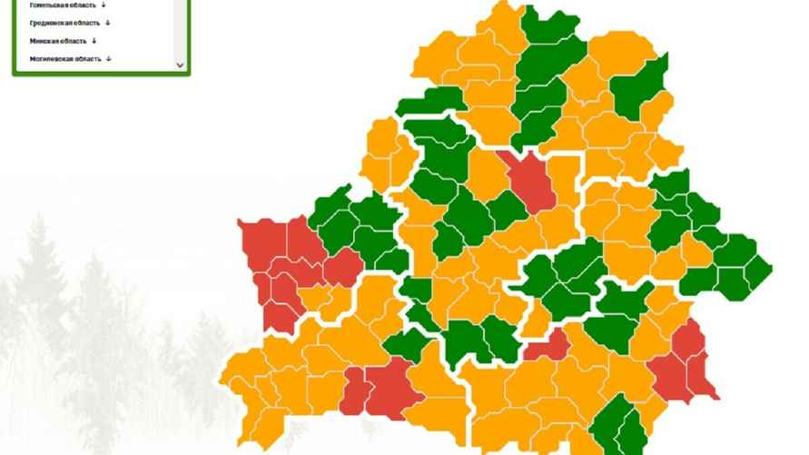 Карта ограничений на посещение лесов Минлесхожа на 24 мая 2024 года