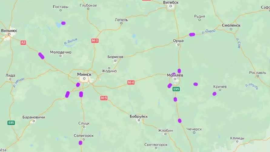 Карта с официального сайта СЗАО "Безопасные дорогие Беларуси"