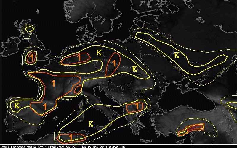 Грозовой фронт по данным ESTOFEX