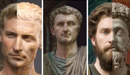 Видеоролик с реконструкцией лиц римских императоров и политиков,