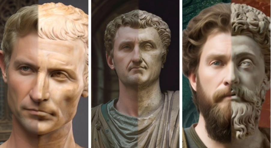 Видеоролик с реконструкцией лиц римских императоров и политиков,