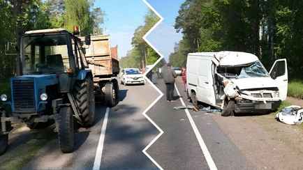 Под Рогачёвом микроавтобус врезался в трактор — 1 человек погиб