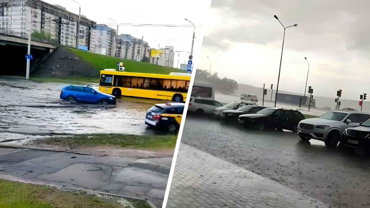 "Налило под самый капот" — Белорусы поделились видеороликами потопа в Минске