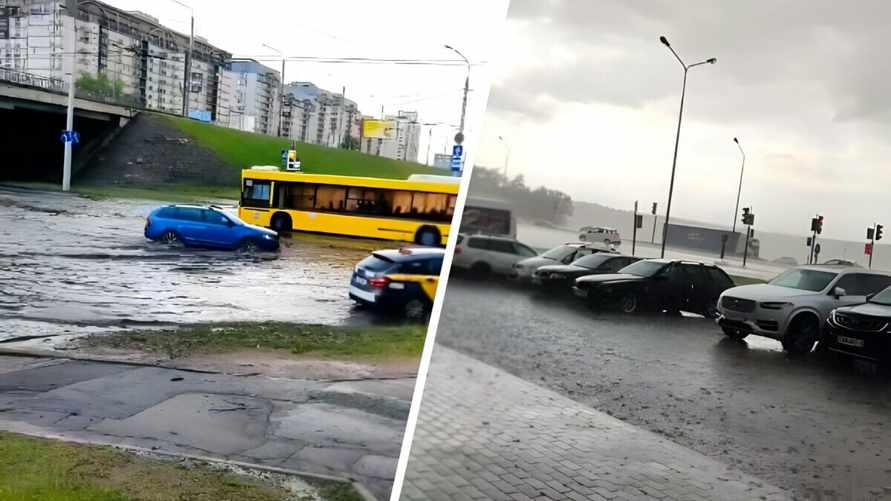 "Налило под самый капот" — Белорусы поделились видеороликами потопа в Минске