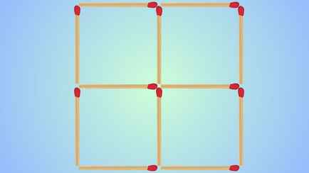 Как сделать три квадрата из четырех? Можно переместить только три спички