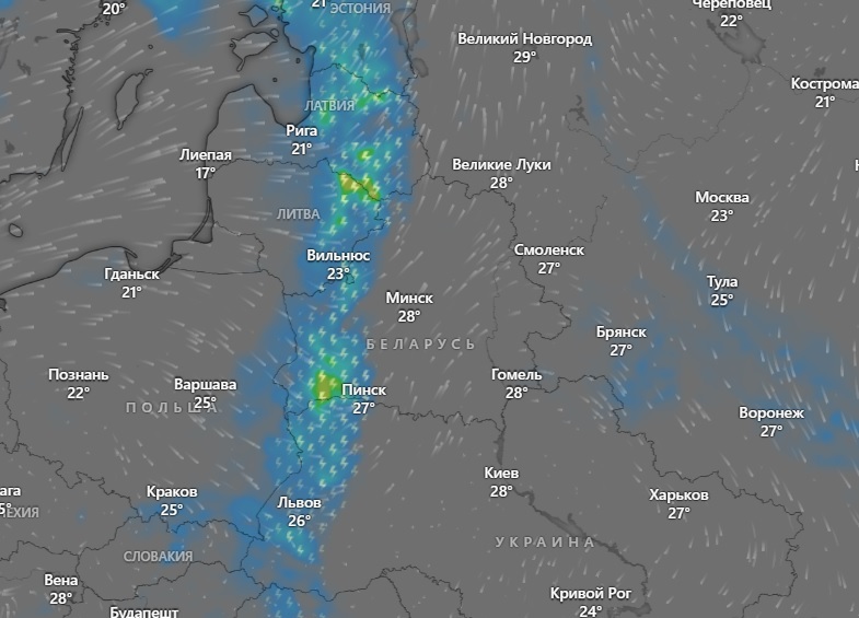 Синоптики предупредили белорусов о приближении "холодного фронта" в конце июня. Где и когда ждать дожди и грозы?