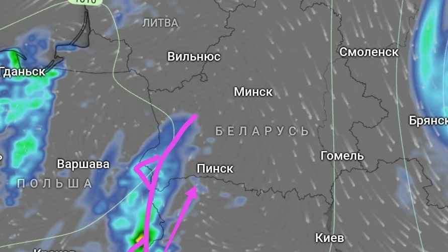 Фронтальный раздел, надвигающийся на Беларусь 13 июня 2024 года