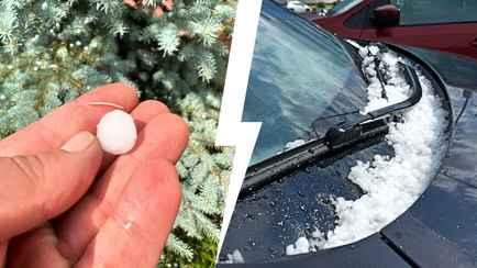 Размером с вишню. Белорусы поделились кадрами града, который выпал в Минске