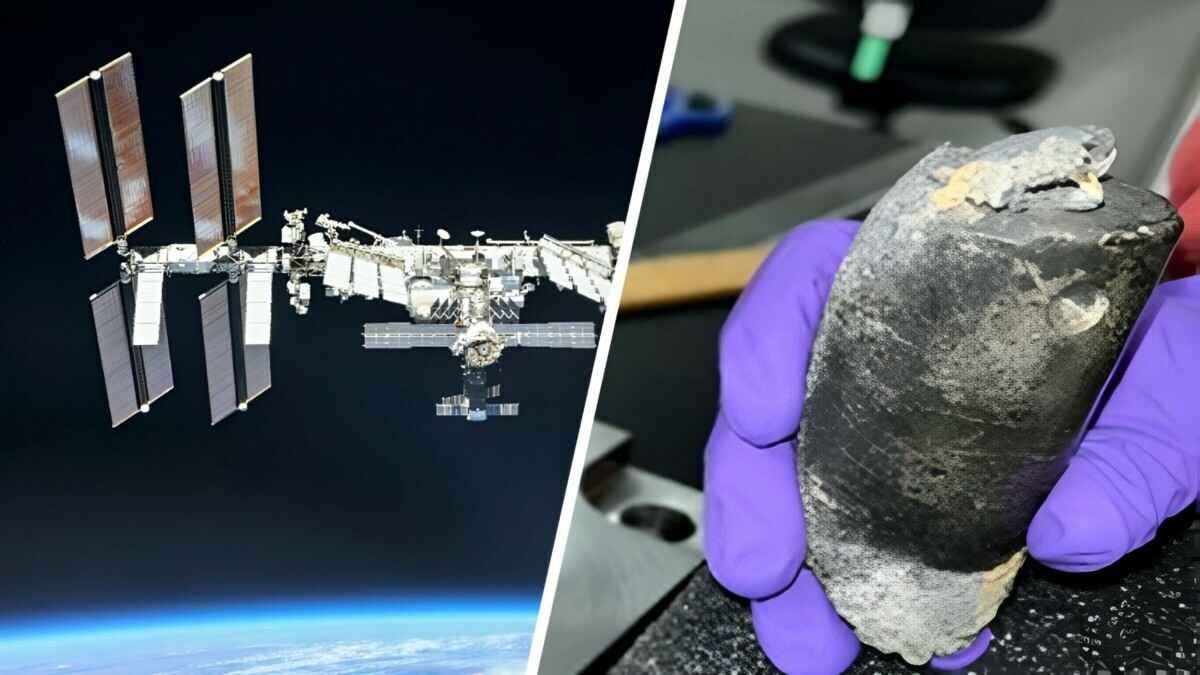 МКС и её обломок, который упал на жилой дом в США