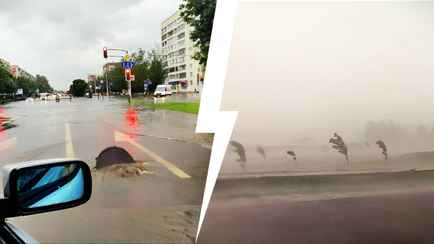 «Ливануло мощно» — Минчане поделились кадрами непогоды, из-за которой остановились автобусы и трамваи