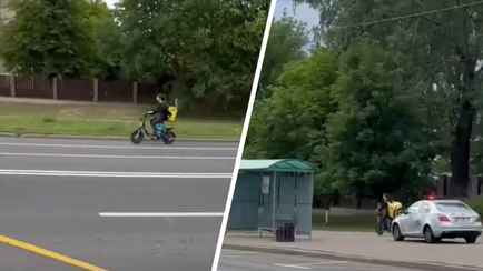 «Почему вез мою пиццу 15 дней» — В TikTok показали погоню ГАИ за курьером на электроскутере в Минске