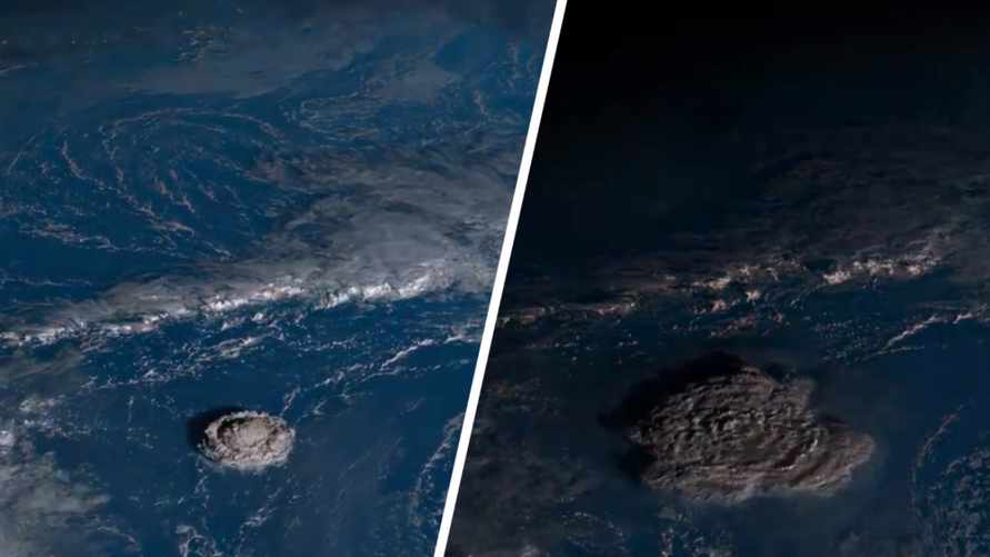 В Сети появилось видео самого мощного извержения вулкана, снятого из космоса