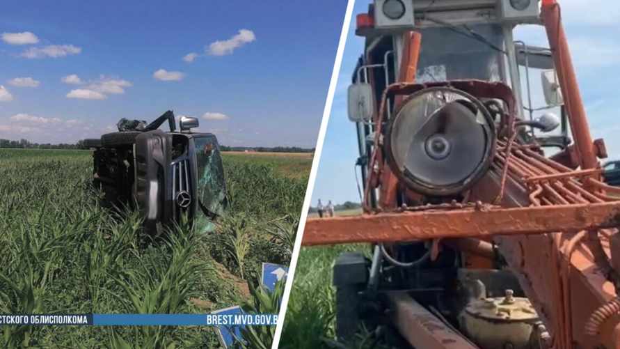 Под Брестом грейдер столкнулся с бусом - шестеро детей в больнице