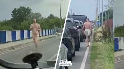 «Вылез из зарослей» — На видео сняли прогулку абсолютно голого мужчины на границе Беларуси и Польши