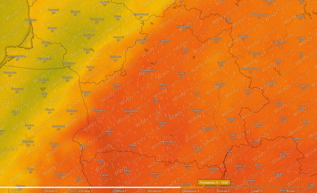 Когда в Беларусь вернётся 30-градусная жара? Синоптики назвали даты, когда «размоется» дождливый фронт