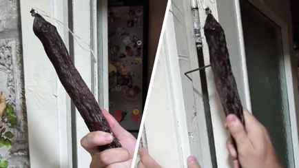 «Не придумал, как нарезать» — Белорус показал в TikTok, как забивает гвоздь могилевской колбасой. Подписчики подсказали способы