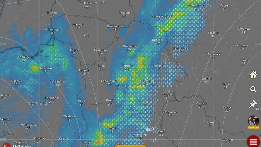 Грозовой фронт 2 июля 2024 года над Беларусью / тг-канал Nadvorie