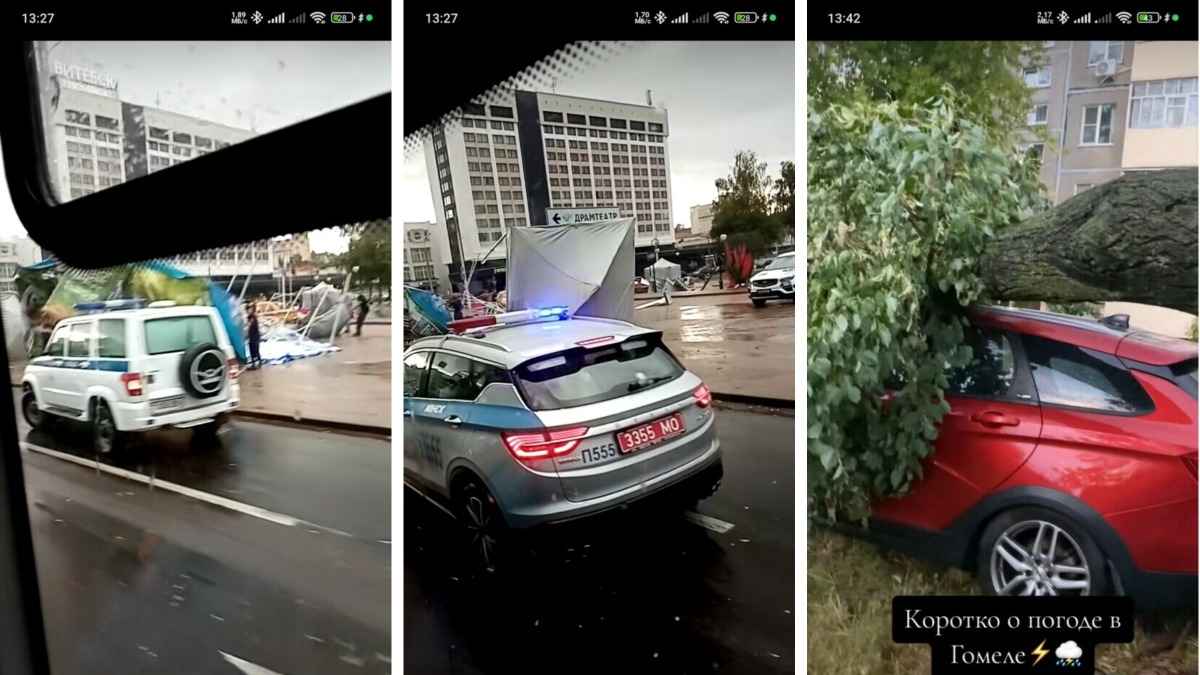 В Витебске ветер разметал праздничные палатки прямо в центре города. Гомелю тоже досталось