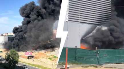 В Мозыре загорелся торговый центр