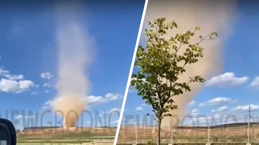 "Вот тебе и смерч" - На видео попало движение огромного пылевого вихря в Гродно