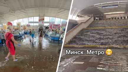 «Комаровское море» и водопад в метро. Минчане поделились видео потопа в городе