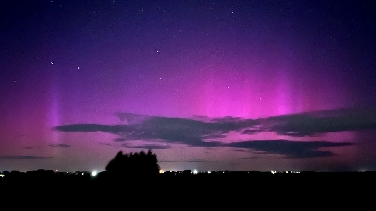 Жители Гомельщины ночью сняли северное сияние