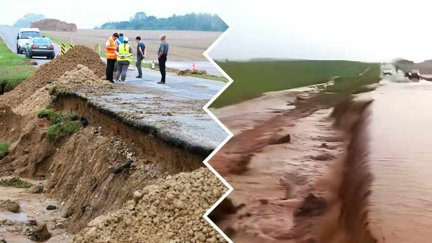 "Страх Господний, что творится" — Под Гродно ливень "сотворил новое озеро с водопадом" и затопил деревню