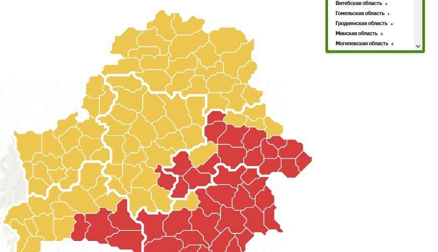 Карта запретов и ограничений на посещение лесов от Минлесхоза, по состоянию на 30 августа