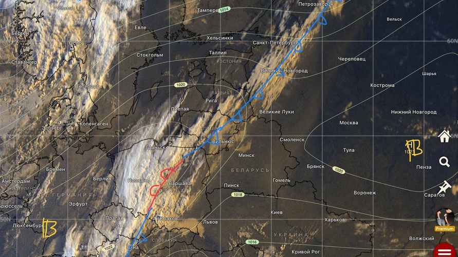 На фото: движение холодного фронта 26 августа 2024 г. /тг-канал Nadvorie