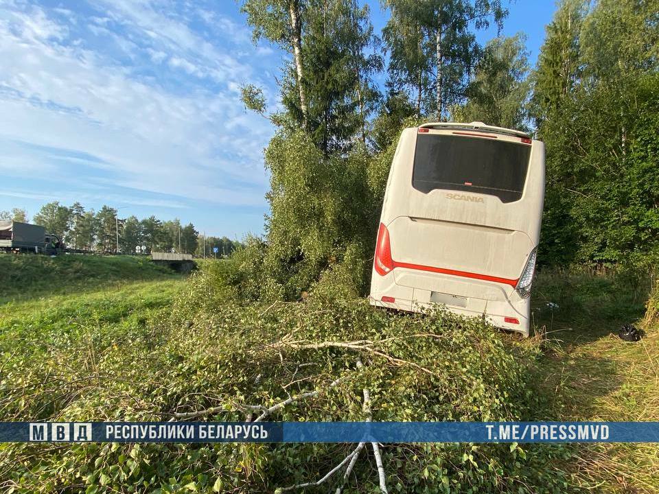 В Дзержинском районе автобус с 46 пассажирами врезался в деревья