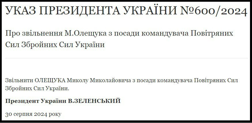 Зеленский уволил главу Воздушных сил ВСУ после крушения переданного Западом истребителя F-16