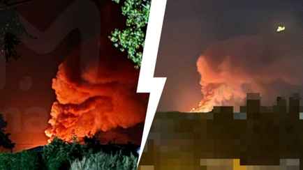 В Воронежской области РФ после ударов БПЛА начались детонация и взрывы