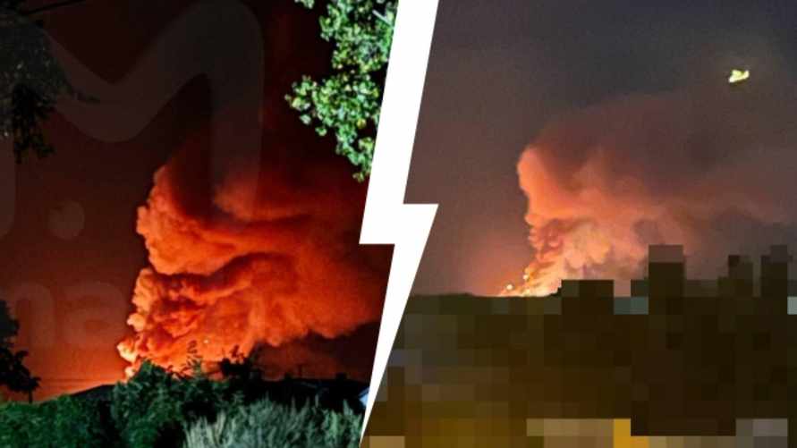 В Воронежской области РФ после ударов БПЛА начались детонация и взрывы