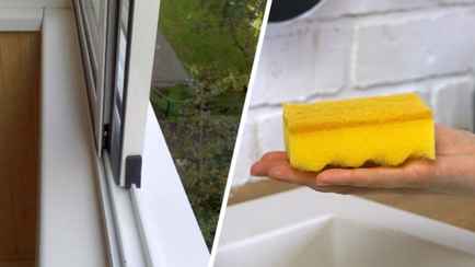 Как быстро очистить рамы на балконе от забившейся грязи? Этот трюк с губкой поможет за пару минут