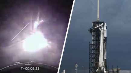 Первая ступень ракеты Falcon 9 «опрокинулась» и взорвалась при посадке