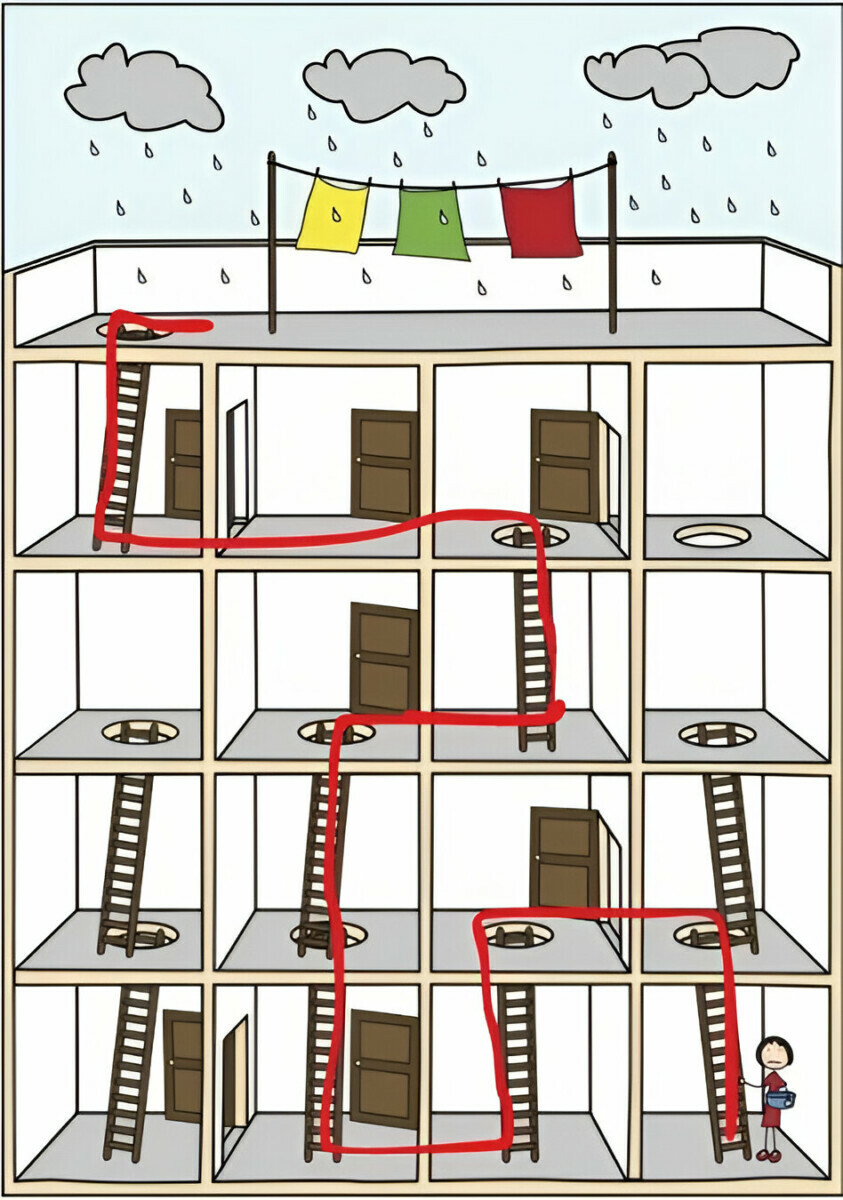 Эта головоломка проверит вашу находчивость. Сможете ли вы выбраться на верх за 5 секунд?