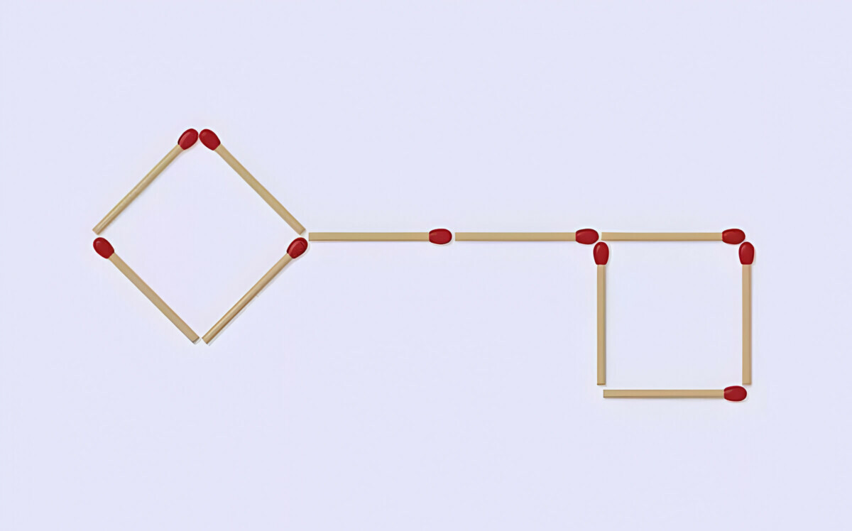 Как сделать 3 квадрата, передвинув 4 спички? Только самые сообразительные сделают это за 9 секунд