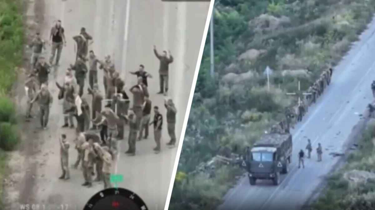 Появилось видео сдачи в плен десятков российских пограничников в Курской области РФ