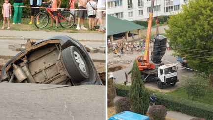 В Бобруйске машина провалилась под асфальт