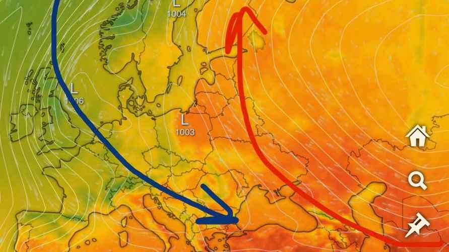 Изменение атмосферной циркуляции в Европе к 12 сентября