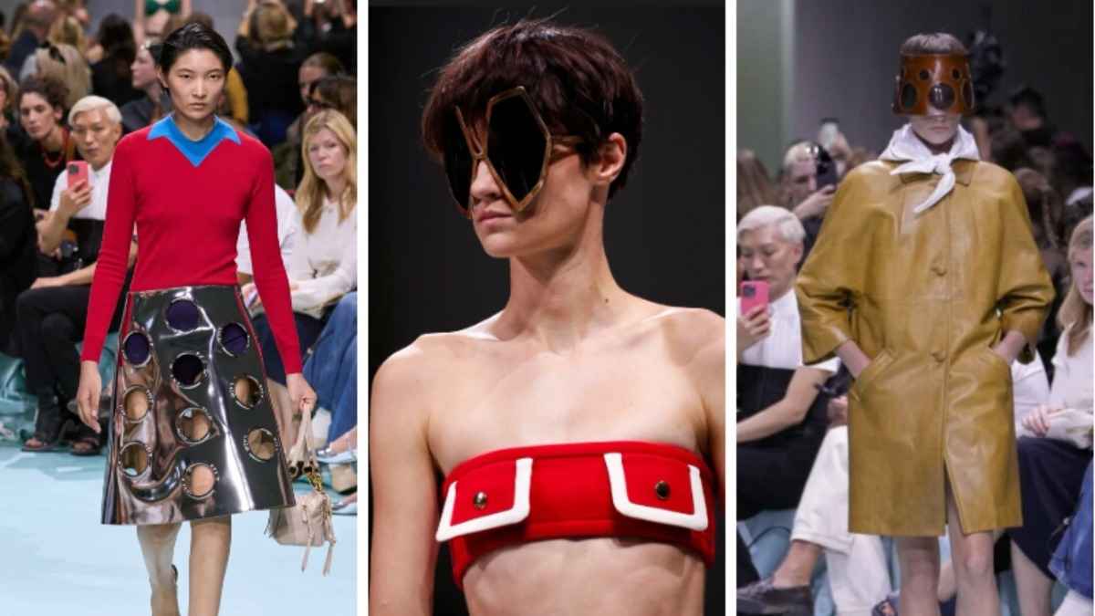 Дырявые юбки, шляпы "с глазком" и супергеройские очки. Собрали самые странные образы с недели моды в Милане