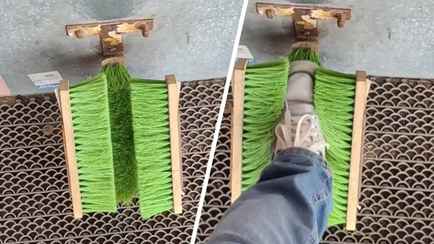 «Раз – и заходишь чистенький» — Минчане показали самодельное устройство, которое спасает от грязи в подъезде