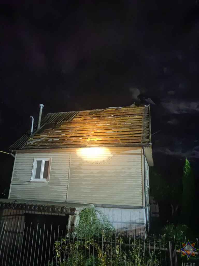 На Брестчине сильный ветер повалил деревья на жилую двухэтажку и повредил крыши на 5 дачных участках