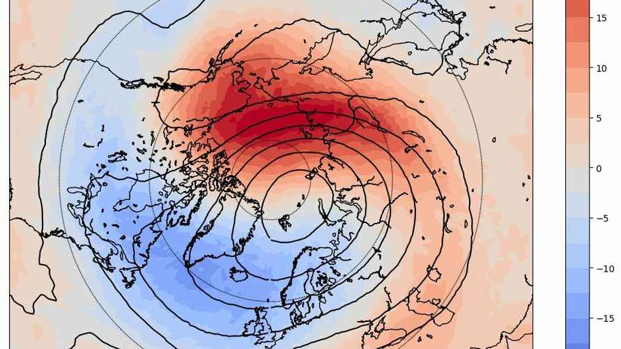 Температурные аномалии в Северном полушарии в октябре 2024 года