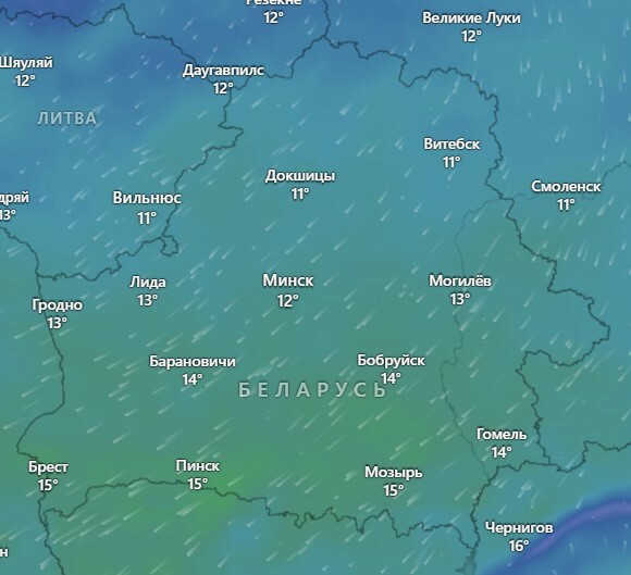 Синоптики предупредили о "теплом фронте" в одной области Беларуси. А где и когда "наиболее интенсивные осадки"?