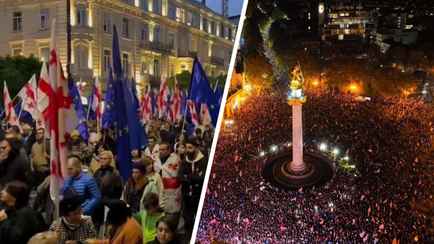 В Тбилиси тысячи сторонников ЕС вышли на митинг перед «решающими» выборами