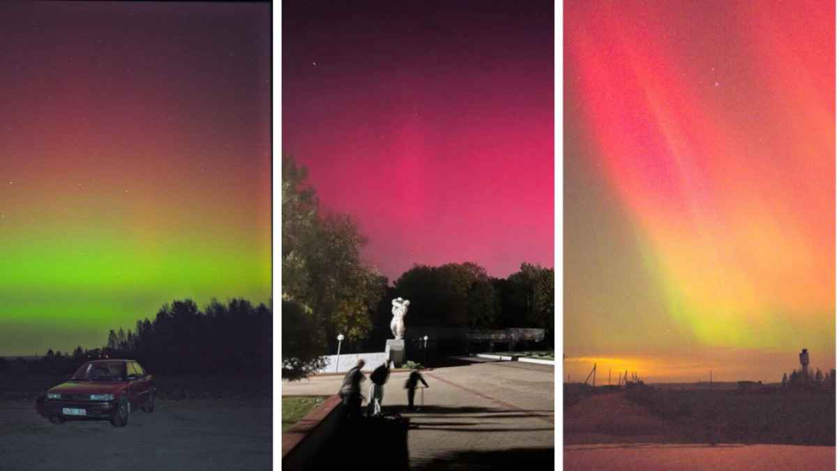Белорусы поделились фото северного сияния над Брестом, Гродно и Минщиной, вызванного магнитной бурей класса G4